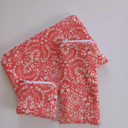 Pencil Pouch Trio Orange Floral