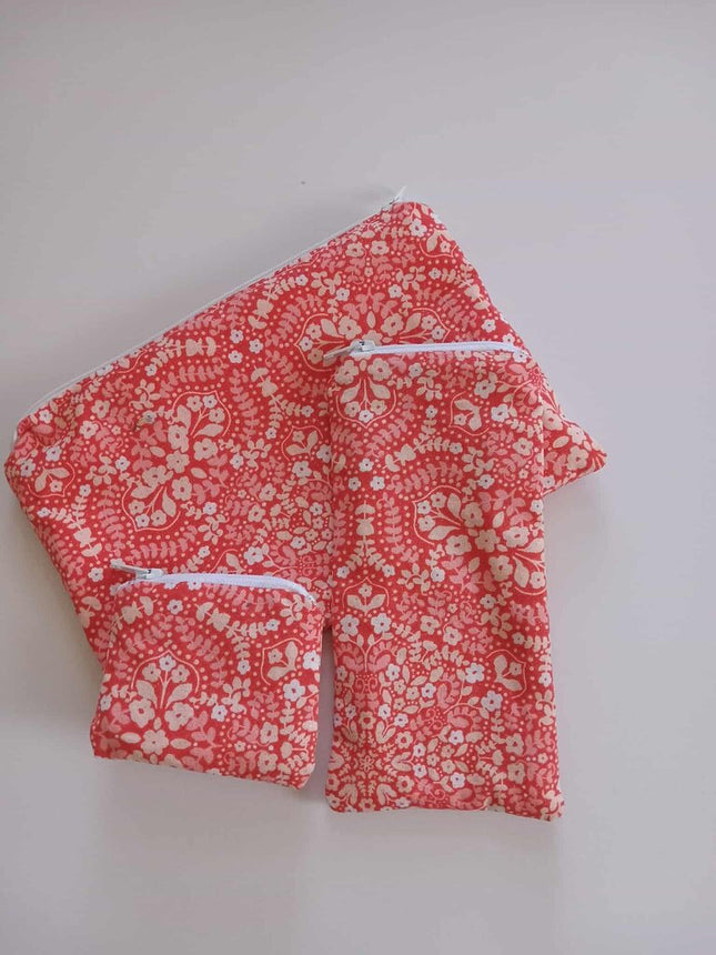Pencil Pouch Trio Orange Floral