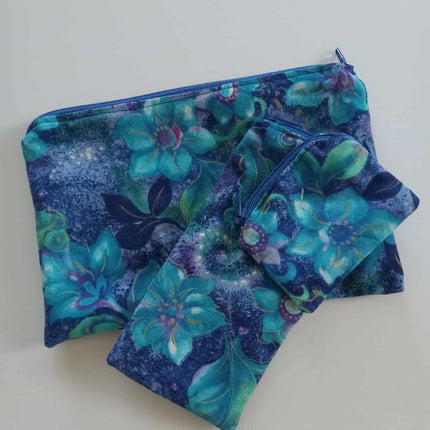Pencil Pouch Trio Blue/Gardenia