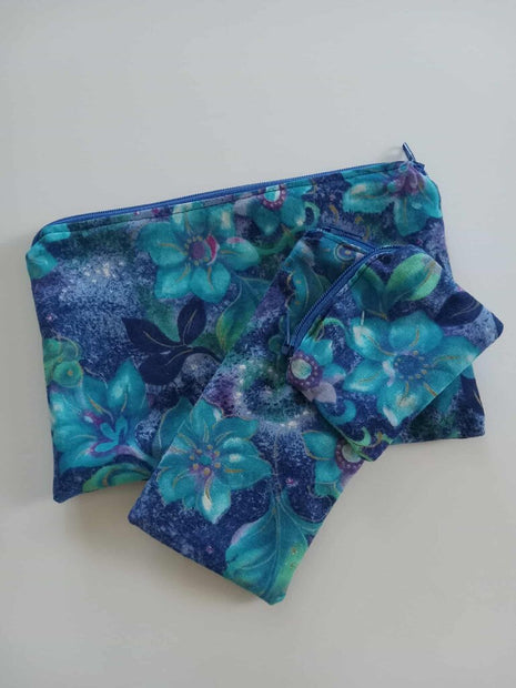 Pencil Pouch Trio Blue/Gardenia