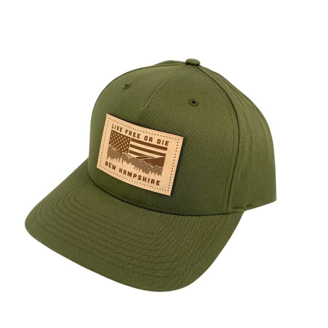 NH Flag Leather patch hat- Olive