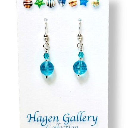 Swarovski Crystal Earrings - Aqua Round