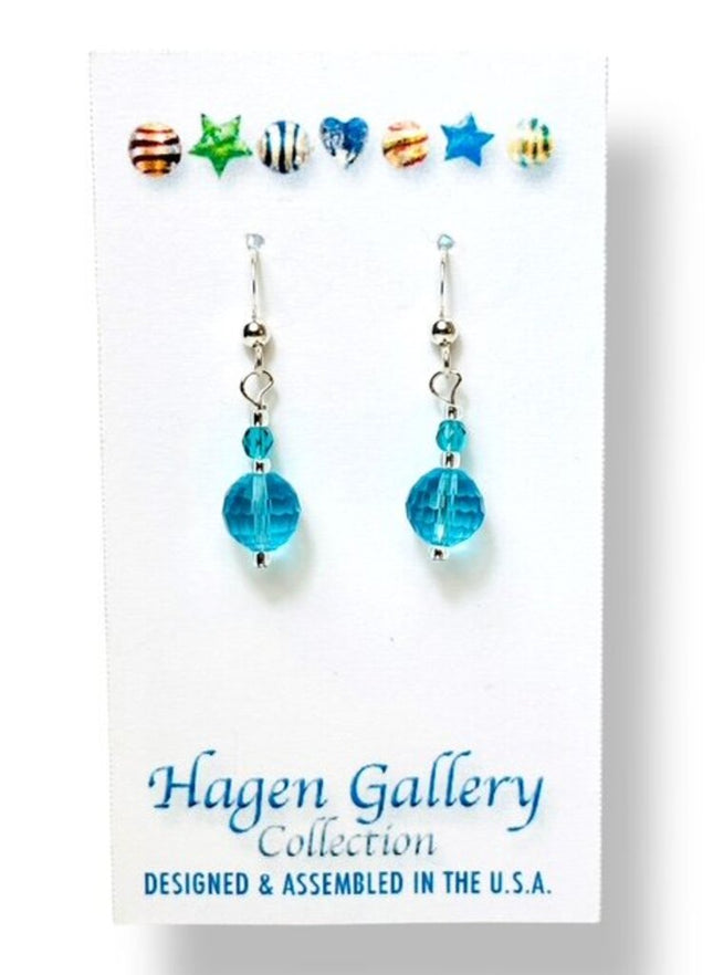 Swarovski Crystal Earrings - Aqua Round