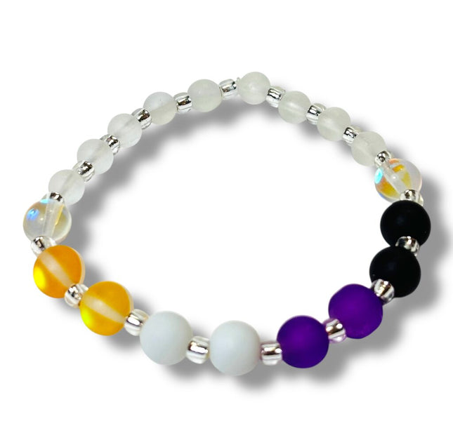 Tumbled Sea Glass Bracelet - NonBinary Flag