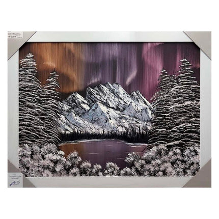 #172 Northern Lights original oil on canvas 18"x24" with a white frame