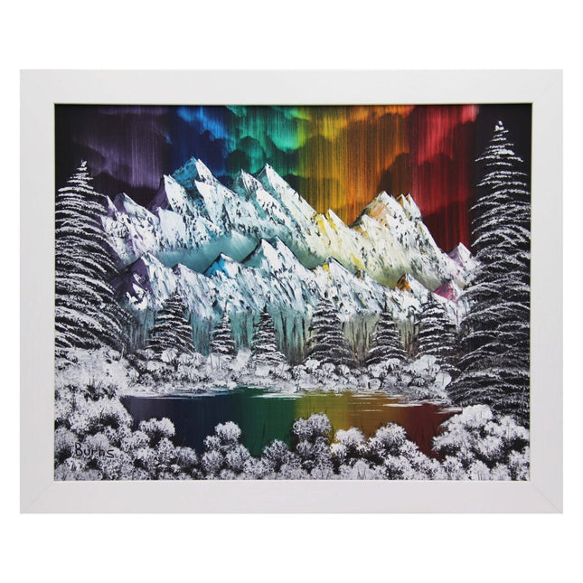 #209 Northern Lights II 16x20 original oil on canvas painting white frame