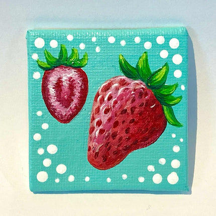 Strawberry magnet mini canvas panel