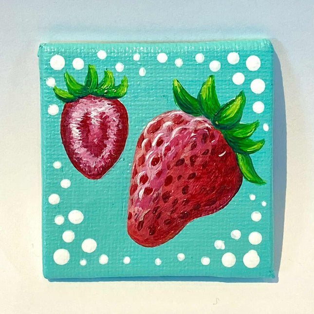 Strawberry magnet mini canvas panel