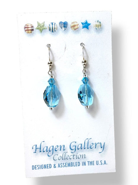 Swarovski Crystal Earrings - Aqua - Geometric