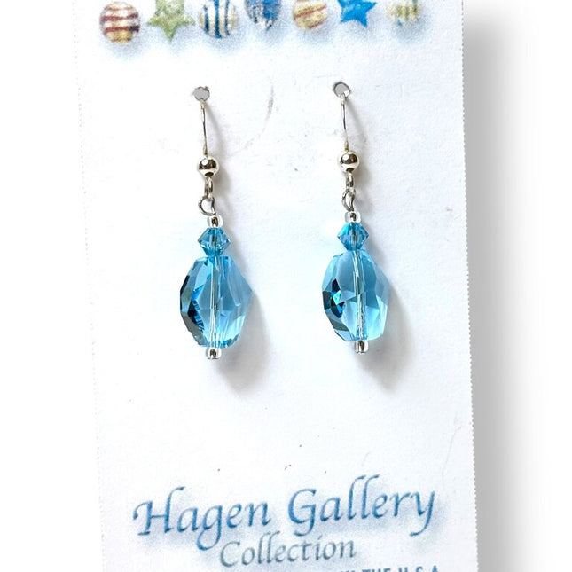 Swarovski Crystal Earrings - Aqua - Geometric