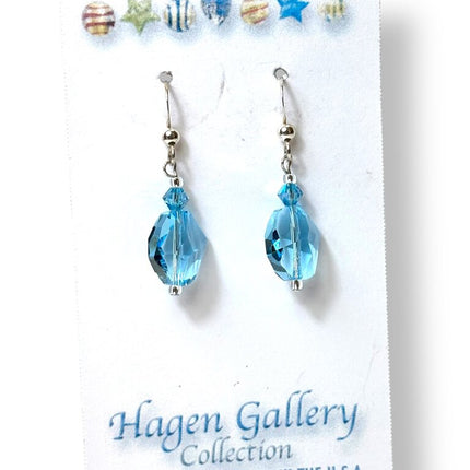 Swarovski Crystal Earrings - Aqua - Geometric
