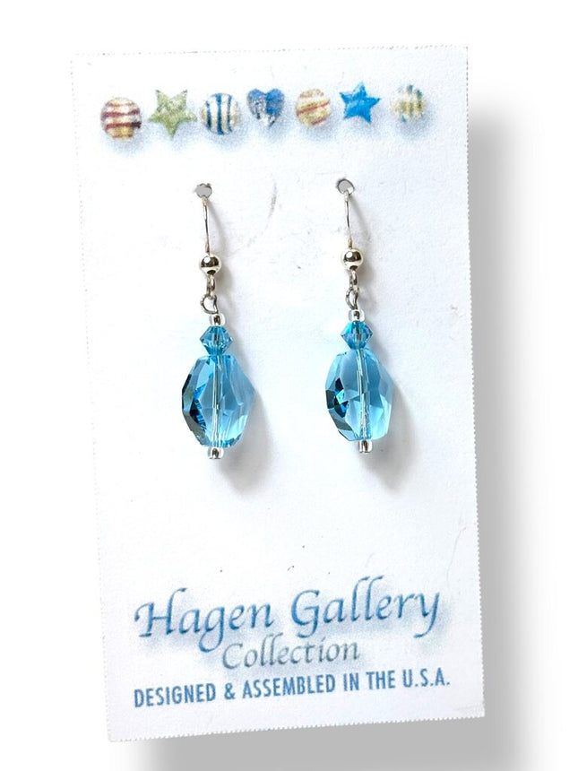 Swarovski Crystal Earrings - Aqua - Geometric