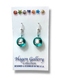 Venetian Glass Earrings - Round - Dk Sea Foam