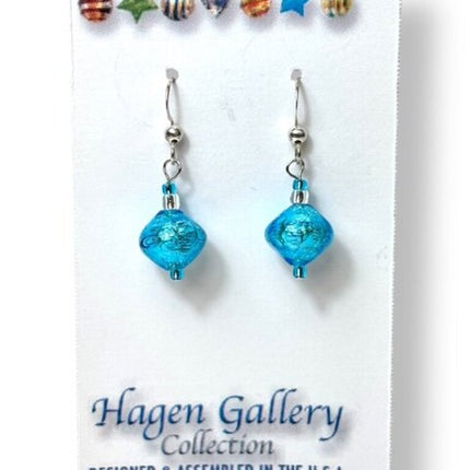 Venetian Glass Earrings - Aqua - Bicones