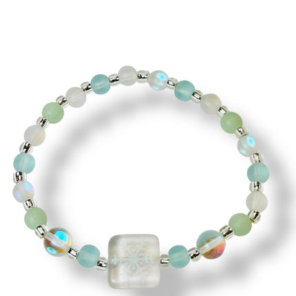 Tumbled Glass Bracelet - Light Snowflake