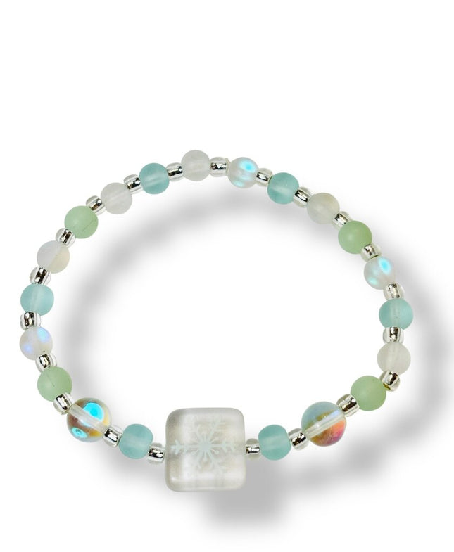 Tumbled Glass Bracelet - Light Snowflake