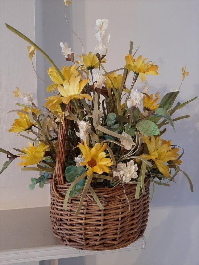 491-yellow daisies in basket