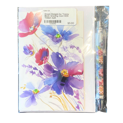 Flowers Blank Greeting Card With pen