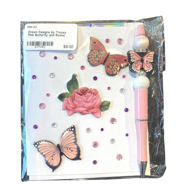 Pink Butterfly and Roses