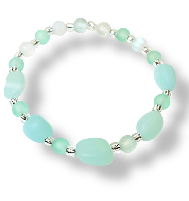 Tumbled Glass Bracelet - Light Seafoam