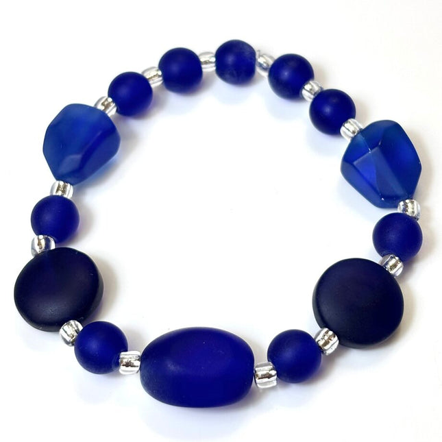 Tumbled Glass Bracelet - Cobalt