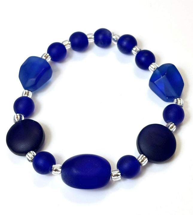 Tumbled Glass Bracelet - Cobalt