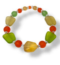 Tumbled Glass Bracelet - Orange/Yellow/Peridot