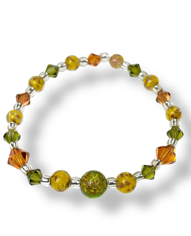 Venetian Glass & Swarovski Crystal Bracelet - Autumn