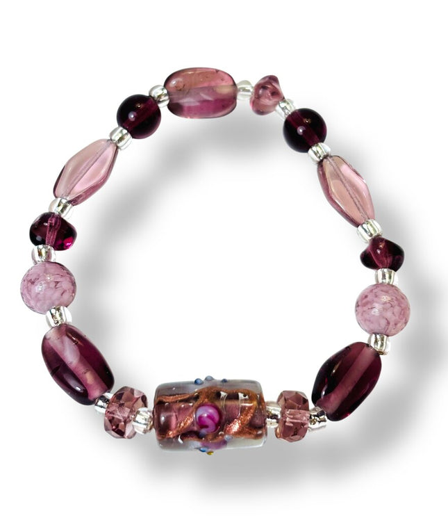 Venetian Glass Bracelet - Amethyst/Purples