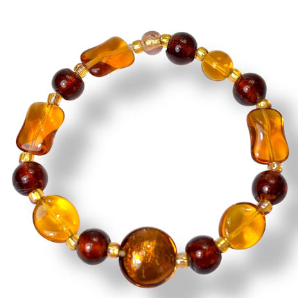 Venetian Glass Bracelet - Topaz/Copper/Chestnut