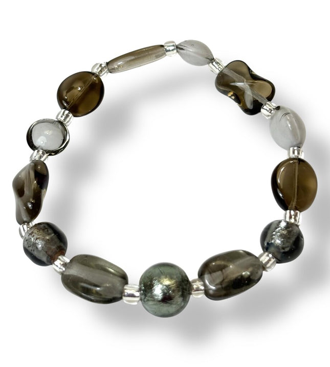 Venetian Glass Bracelet - Greys