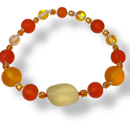 Tumbled Glass Bracelet - Oranges/Yellows