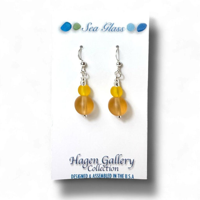 Tumbled Glass Earrings - Yellows
