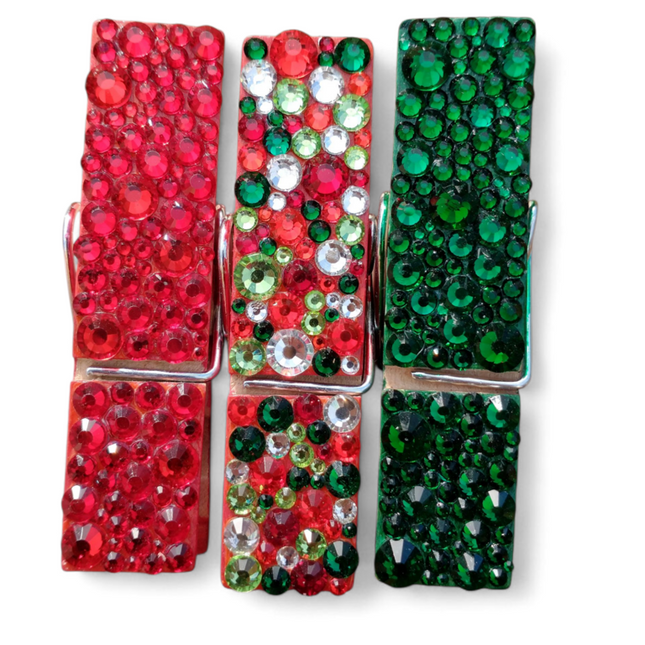 Christmas Rhinestone Magnetic Clip Set