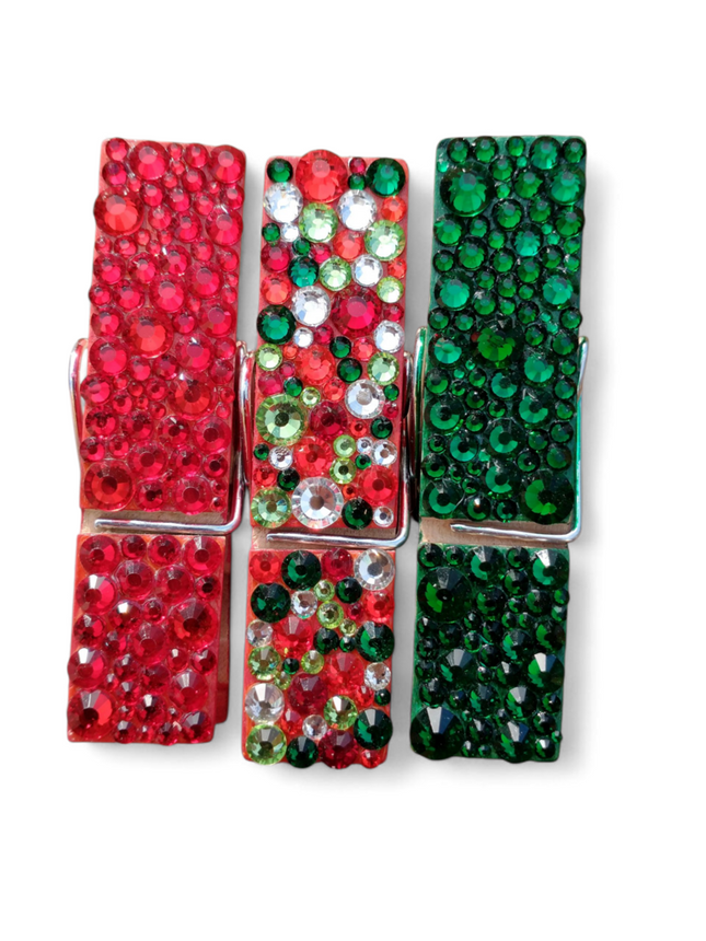 Christmas Rhinestone Magnetic Clip Set