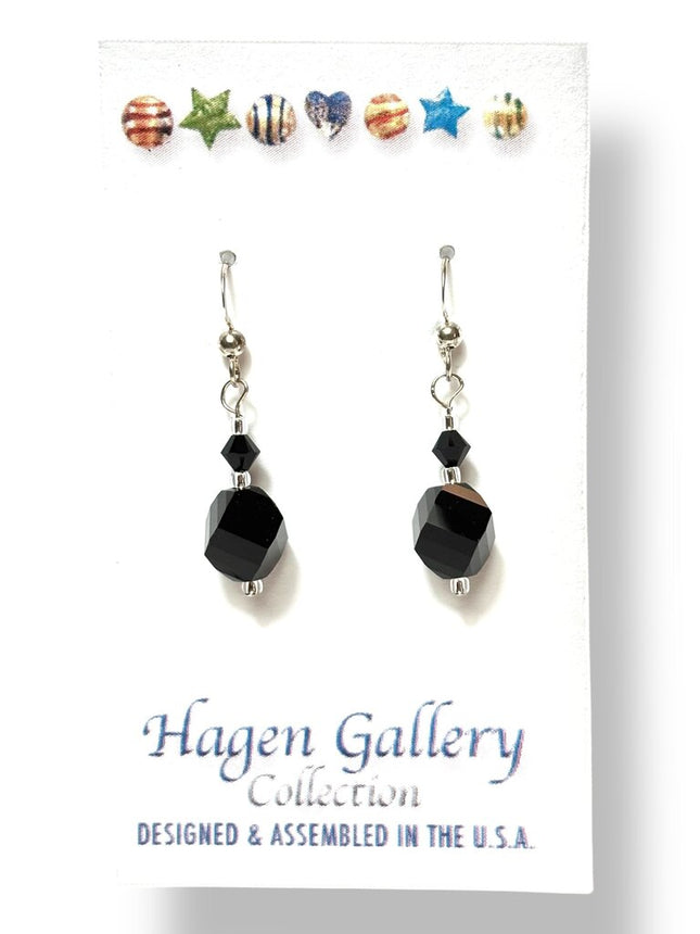 Swarovski Crystal Earrings - Graphic - Black