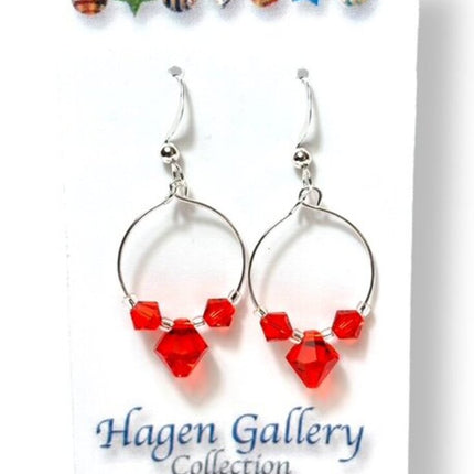 Swarovski Crystal earrings - hoops - persimmon