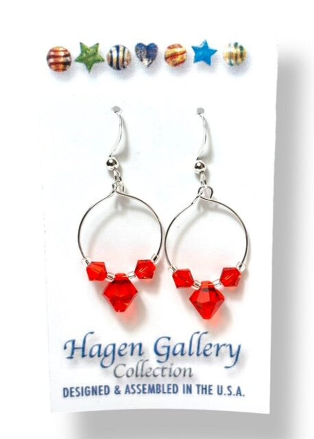 Swarovski Crystal earrings - hoops - persimmon