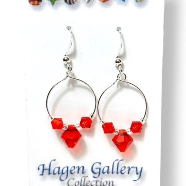 Swarovski Crystal earrings - hoops - persimmon