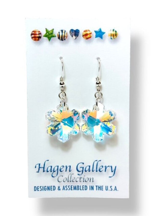 Swarovski Crystal Earrings - Clear Snowflakes