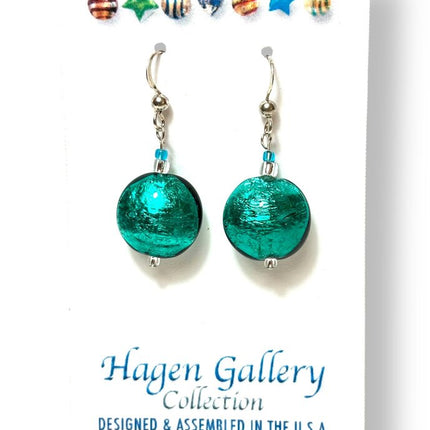 Venetian Glass Earrings - Lentil - Marino