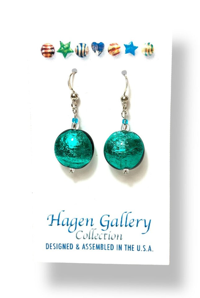 Venetian Glass Earrings - Lentil - Marino