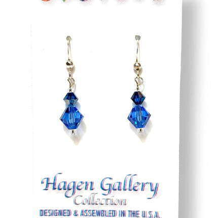 Swarovski Crystal Earrings - Double Bicones - Blues