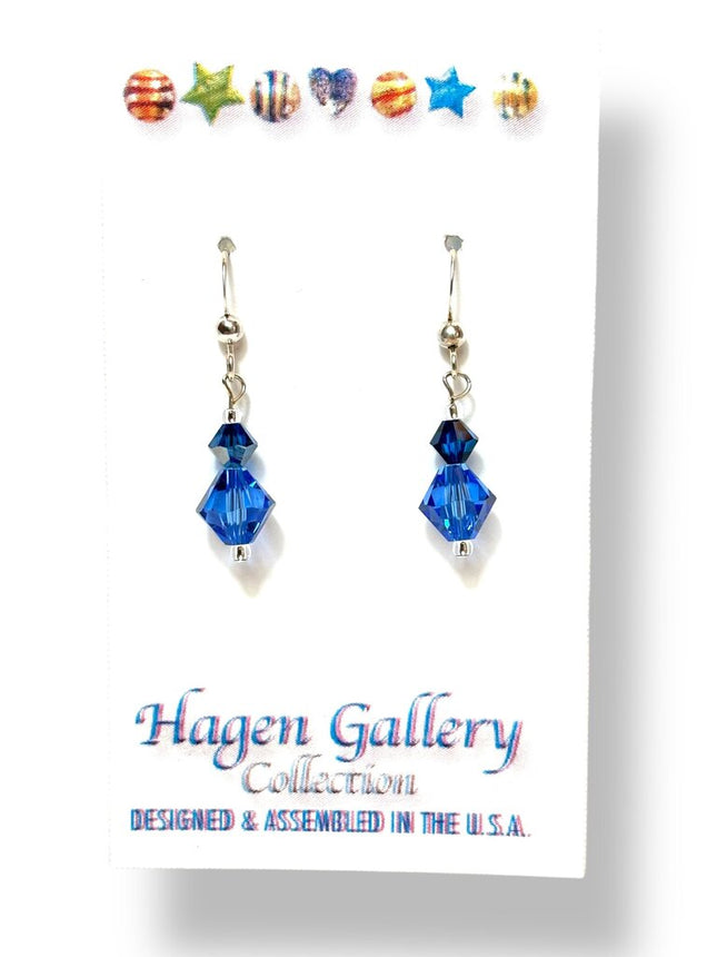 Swarovski Crystal Earrings - Double Bicones - Blues