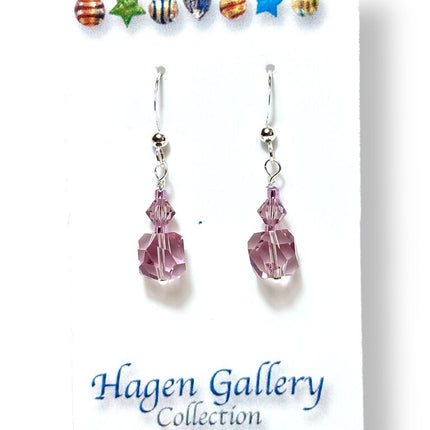 Swarovski Crystal Earrings - Mauve w bicone