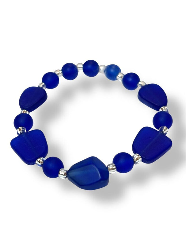 Tumbled Glass Bracelet - Cobalt