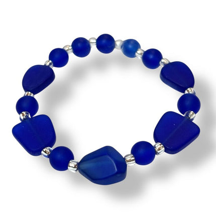Tumbled Glass Bracelet - Cobalt