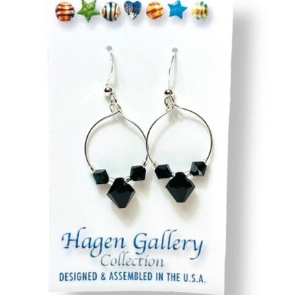 Swarovski Crystal Earrings - hoops - black