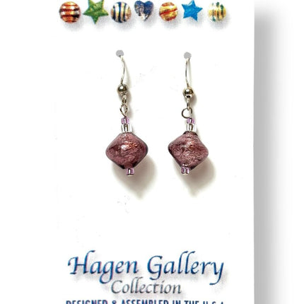 Venetian Glass Earrings - Bicone - Amethyst