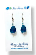 Tumbled Glass Earrings - Nuggets - Teal